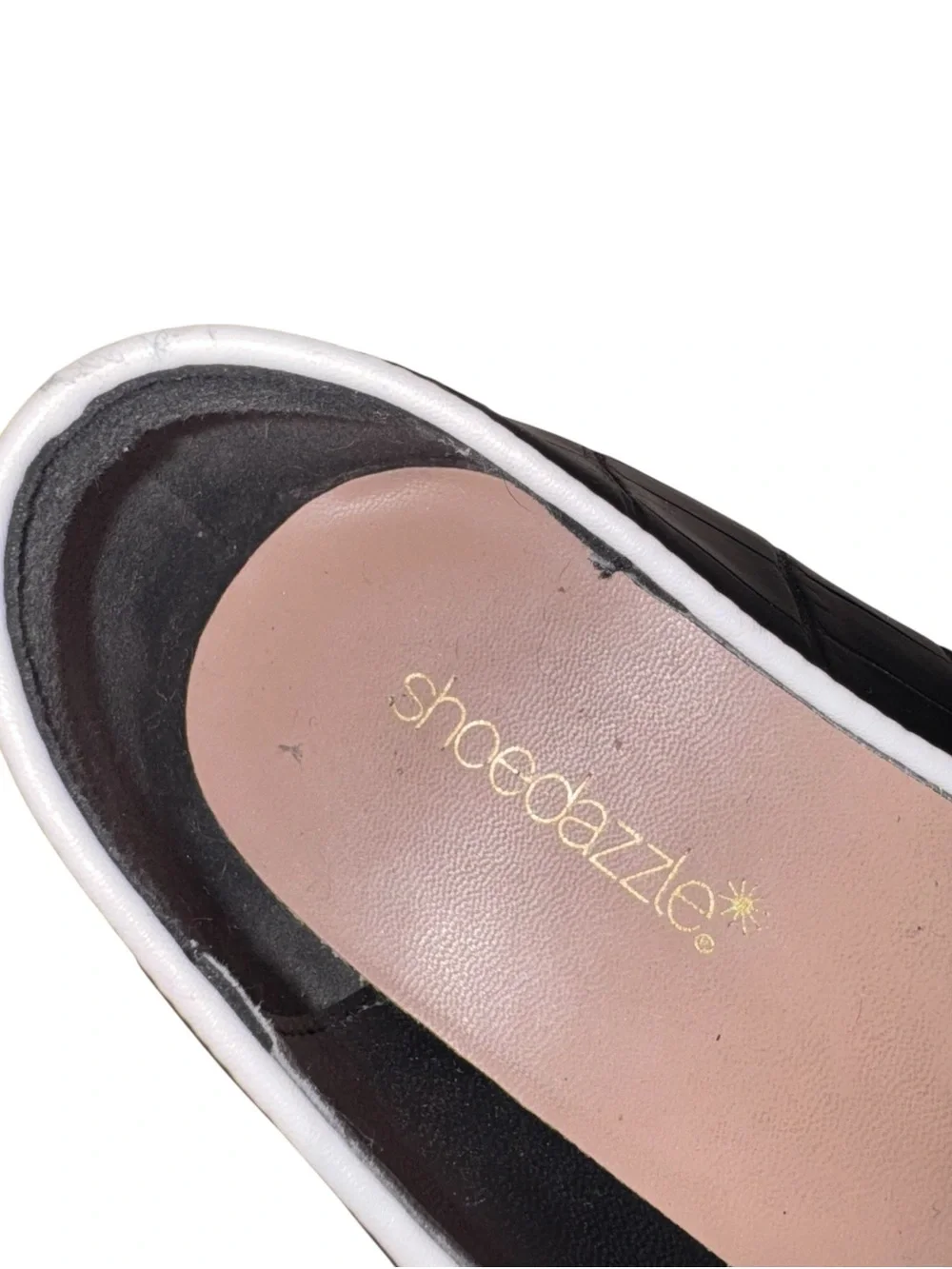 Shoe Dazzle Women's Size 9 Steena Crocodile Platform Loafer Gold Trim Slip On